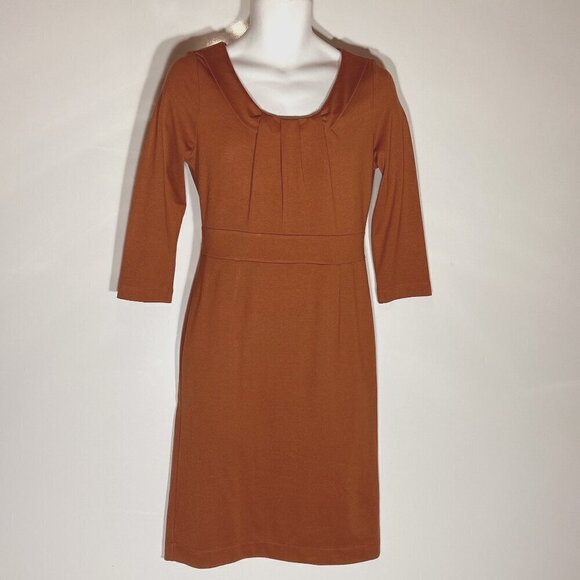 Lands' End  SZ S Rust knit dress career professional comfy flattering minimalist - Picture 1 of 8